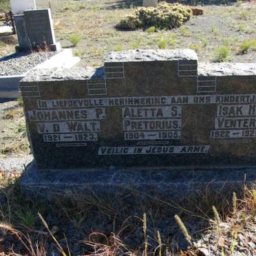 PRETORIUS Aletta S. 1904-1905 :: V.D. WALT Johannes P. 1921-1923 :: VENTER Isak H. 1922-1922