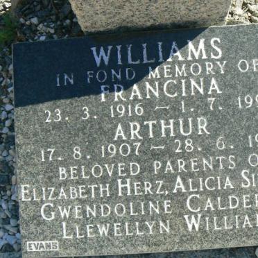WILLIAMS Arthur 1907-1996 &amp; Francina 1916-1990