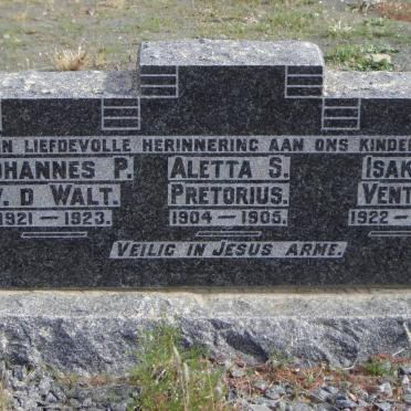 WALT Johannes P.,v.d. 1921-1923 :: PRETORIUS Aletta S. 1904-1905 :: VENTER Isak H. 1922-1922