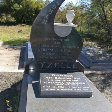 YZELLE Johannes Petrus 1922-1974 &amp; Johanna Susanna VAN WYK 1920-2006