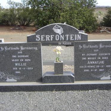 SERFONTEIN Willie 1929-  &amp; Annatjie STRUWIG 1935-1987