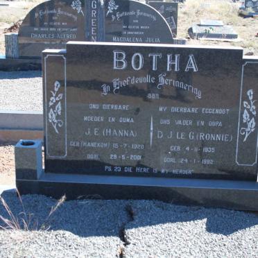 BOTHA D.J.Le G. 1935-1992 &amp; J.E. HANEKOM 1920-2001