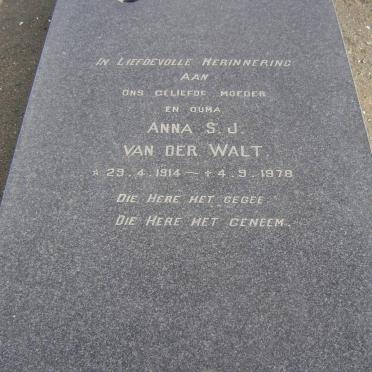 WALT Anna S.J., van der 1914-1978