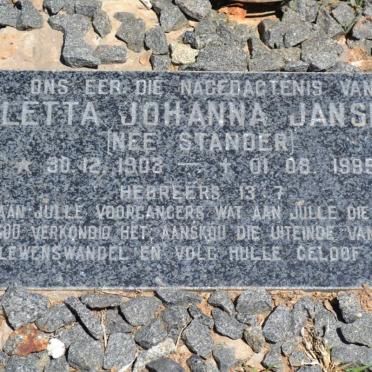 JANSEN Aletta Johanna nee STANDER 1903-1995