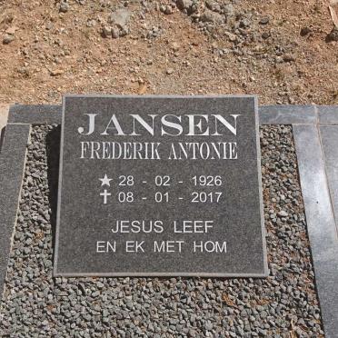 JANSEN Frederik Antonie 1926-2017