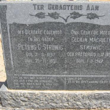 STRUWIG Petrus C. 1897-1951 &amp; Cecilia Magrietha PRETORIUS 1898-1967