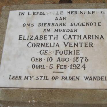 VENTER Elizabeth Catharina Cornelia nee FOURIE 1878-1924