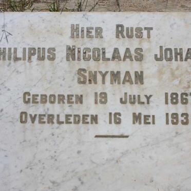 SNYMAN Philipus Nicolaas Johannes 1867-1932