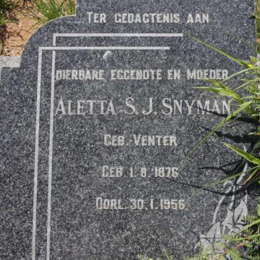 SNYMAN Tjaart 1870-1959 &amp; Aletta S.J. VENTER 1876-1956