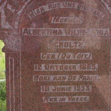 SCHOLTZ Albertina Wilhelmina nee DU TOIT 1865-1933