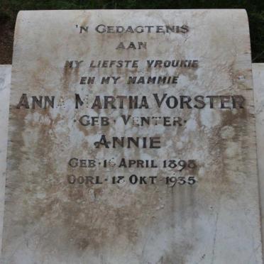 VORSTER Anna Martha nee VENTER 1898-1935