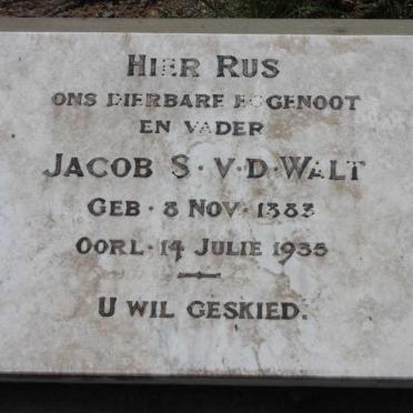 WALT Jacob S., v.d. 1883-1935