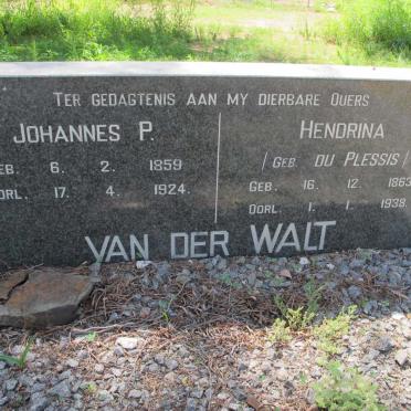 WALT Johannes P., van der 1859-1924 &amp; Hendrina DU PLESSIS 1863-1938