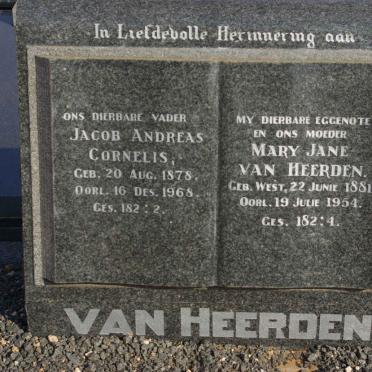 HEERDEN Jacob Andreas Cornelis, van 1878-1968 &amp; Mary Jane WEST 1881-1954