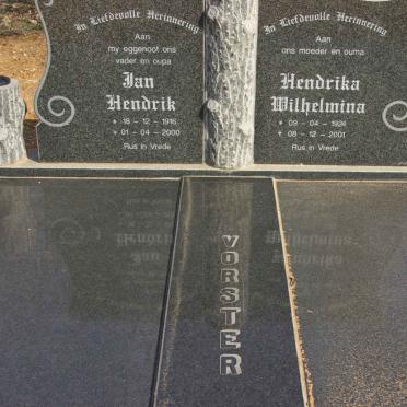 VORSTER Jan Hendrik 1916-2000 &amp; Hendrika Wilhelmina 1924-2001