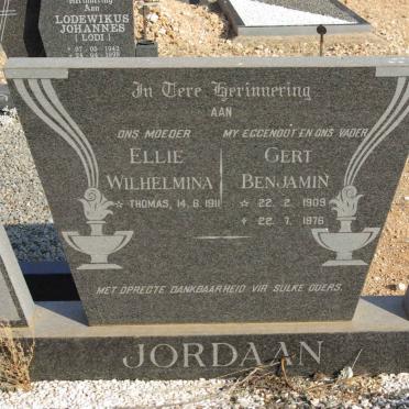 JORDAAN Gert Benjamin 1909-1976 &amp; Ellie Wilhelmina THOMAS 1911-