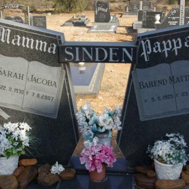 SINDEN Barend Mattheus 1925-1985 &amp; Sarah Jacoba 1930-2007