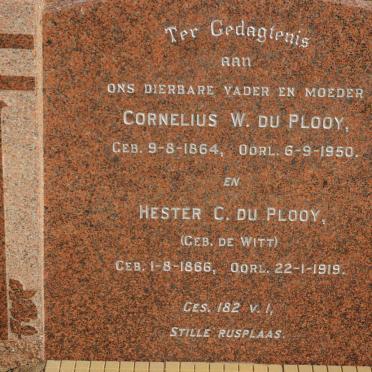PLOOY Cornelius W., du 1864-1950 &amp; Hester C. DE WITT 1866-1919