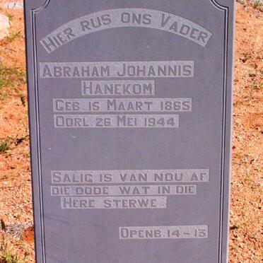 HANEKOM Abraham Johannis 1865-1944 &amp; Margarietha Wilhelmina VAN WYK 1873-1941