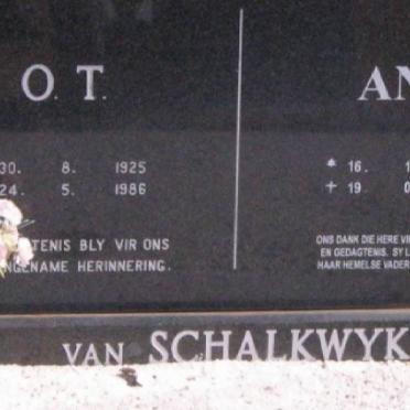 SCHALKWYK O.T., van 1925-1986 &amp; Ann 1931-1994