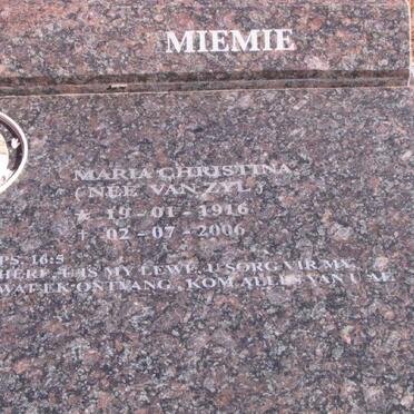 VISSER Maria Christina nee VAN ZYL 1916-2006