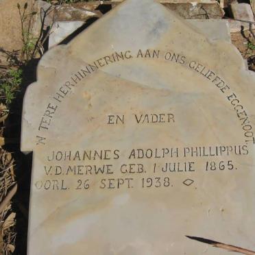 MERWE Johannes Adolph Phillippus, v.d. 1865-1938
