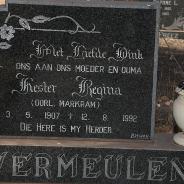MARKRAM Hester Regina voorheen VERMEULEN 1907-1992