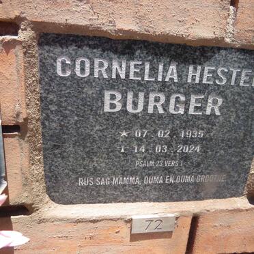 BURGER Cornelia Hester 1935-2024