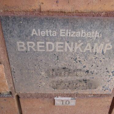 BREDENKAMP Aletta Elizabeth 1889-1893