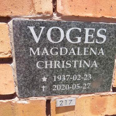 VOGES Magdalena Christina 1937-2020