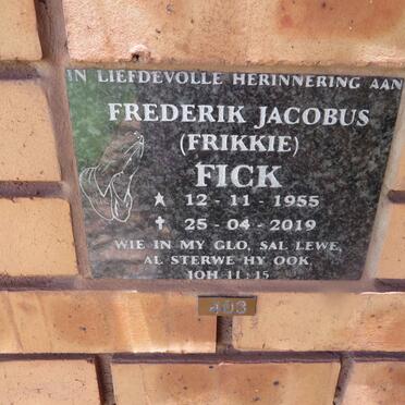 FICK Frederik Jacobus 1955-2019