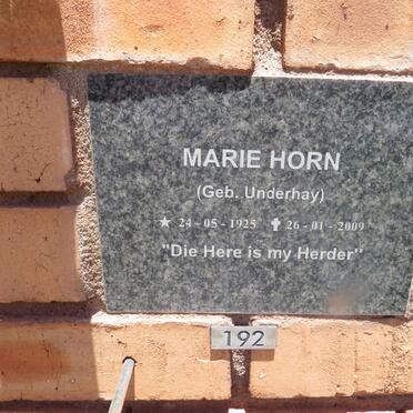 HORN Marie nee UNDERHAY 1925-2009