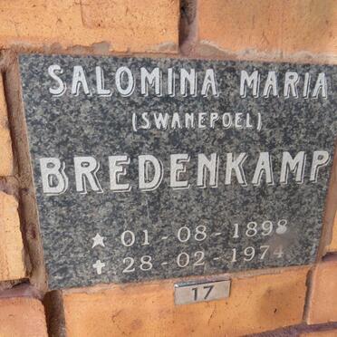 BREDENKAMP Salomina Maria nee SWANEPOEL 1898-1974