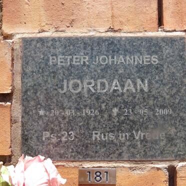 JORDAAN Peter Johannes 1926-2009