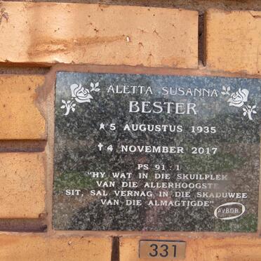 BESTER Aletta Susanna 1935-2017