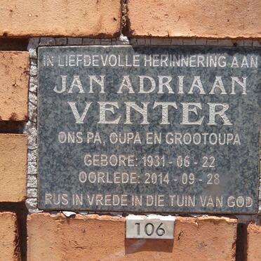 VENTER Jan Adriaan 1931-2014