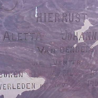BERG Aletta Johanna, van den nee VENTER 1872-1902