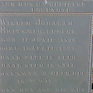 BRITS Willem Johagam nee LUDEKE 1898-1935