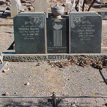 BOTHA Johan Andries 1874-1945 &amp; Hendrika Rulfina VAN WYK 1880-1962