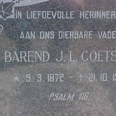 COETSEE Barend J.L 1852-1961