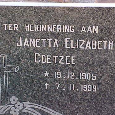 COETZEE Janetta Elizabeth 1905-1999