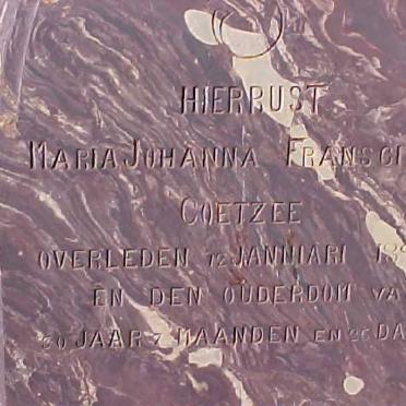 COETZEE Maria Johanna Franschina -1898