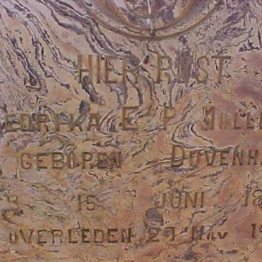 MOLLER Fredrika E.P. nee DUVENHAGE 1872-1904