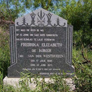 KOKER Fredrika Elizabeth, de nee VAN DER WESTHUIZEN 1899-1973