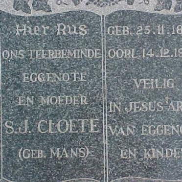 CLOETE S.J. nee MANS 1897-1953