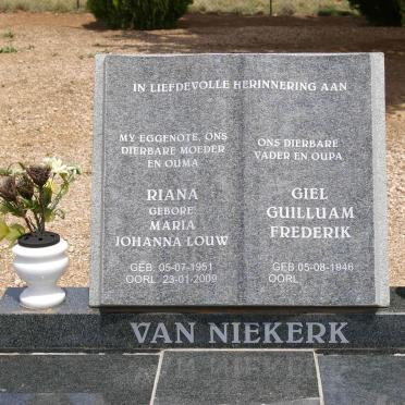 NIEKERK Giel Guilluam Frederik, van 1946- &amp; Maria Johanna LOUW 1951-2009