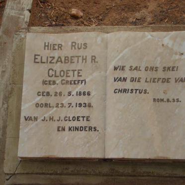 CLOETE Elizabeth R. nee GREEFF 1866-1938