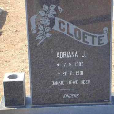 CLOETE Adriana J. 1905-1981