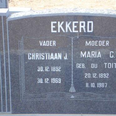EKKERD Christiaan J. 1892-1969 &amp; Maria C. DU TOIT 1892-1987