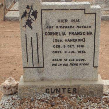 GUNTER Cornelia Franscina nee HANEKOM 1861-1951